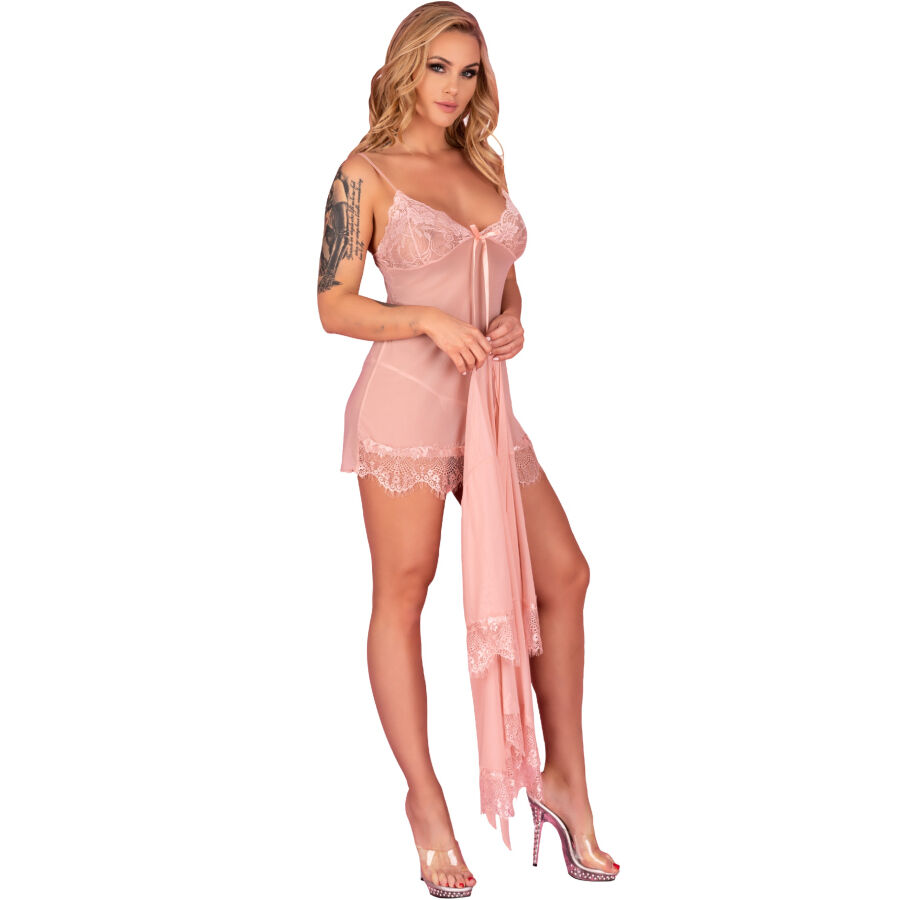 LIVCO CORSETTI FASHION - HYEONA 1710 BABYDOLL + PERIZOMA ROSA M - immagine 2