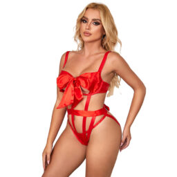 Alternative view of SUBBLIME - 954475 BODY SEXY TRAFORATO CON FIOCCO ROSSO L/XL