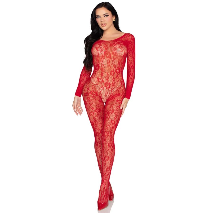 LEG AVENUE - 89366 BODYSTOCKING IN PIZZO ROSSO - TAGLIA UNICA - immagine 2