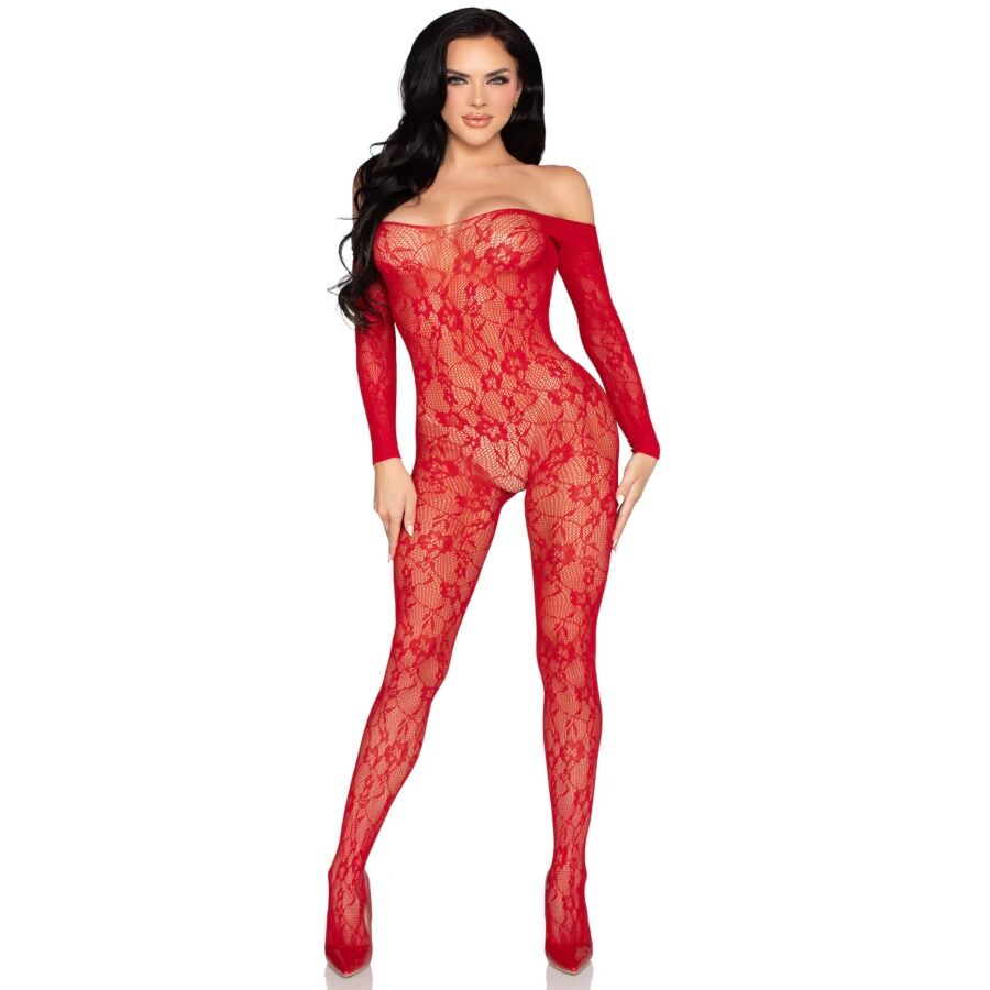 LEG AVENUE - 89366 BODYSTOCKING IN PIZZO ROSSO - TAGLIA UNICA - immagine 5