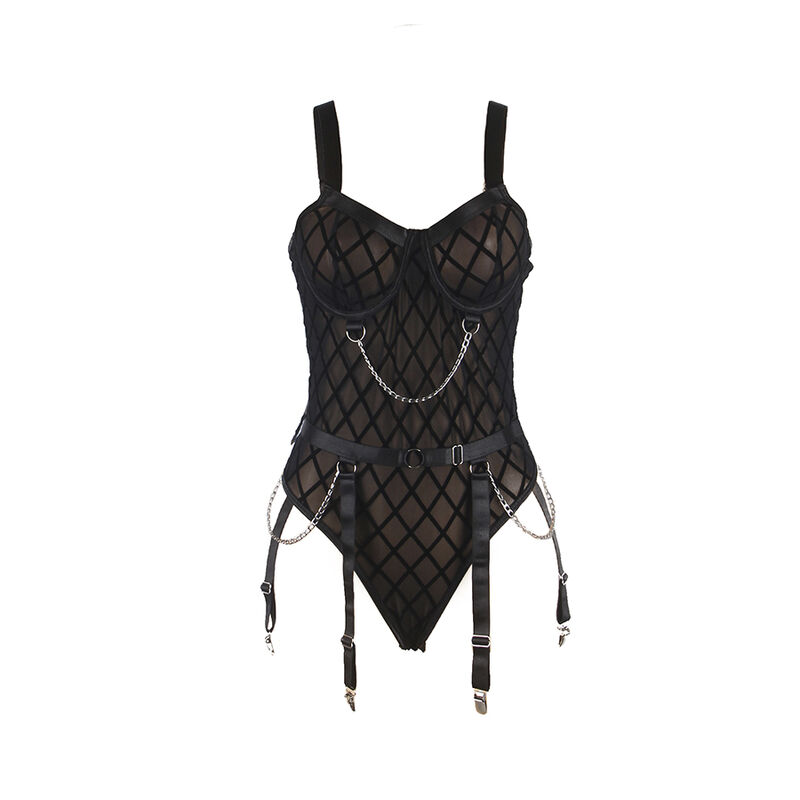 SUBBLIME - 954260 BODY CON CATENE + CINTURA REGGICALZE NERO S/M - immagine 5